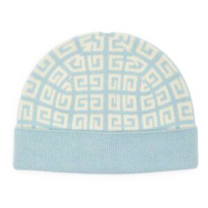 Givenchy Light Blue Patterned Beanie Givenchy Unisex-Adult Ribbed Embroidered Logo Beanie – Bluefly main image 3